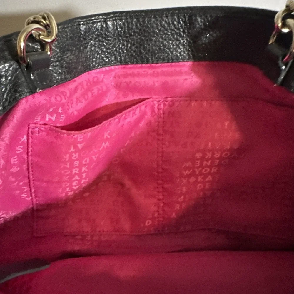 Kate Spade New York Black Town Road Elena Leather Shoulder Bag‎ Tote Gold Chain